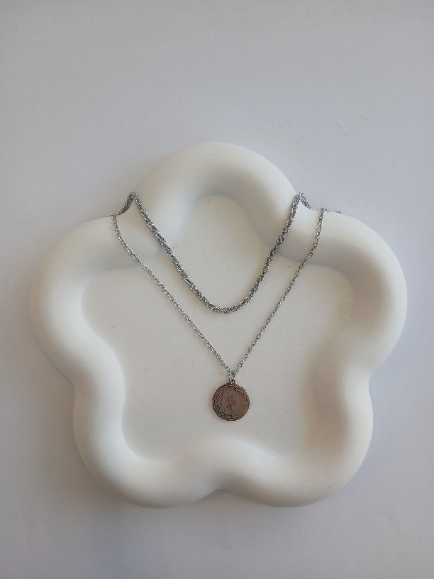 گردنبند استیل دو ردیف خاویاری و الیزابت