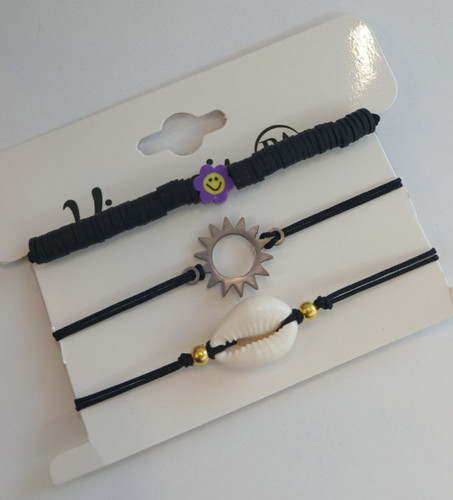 دستبند بافت سه تایی خورشید و صدف