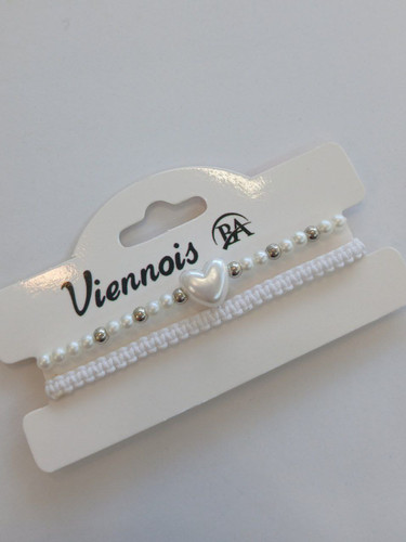 دستبند دو تایی و قلب و بافت ساده