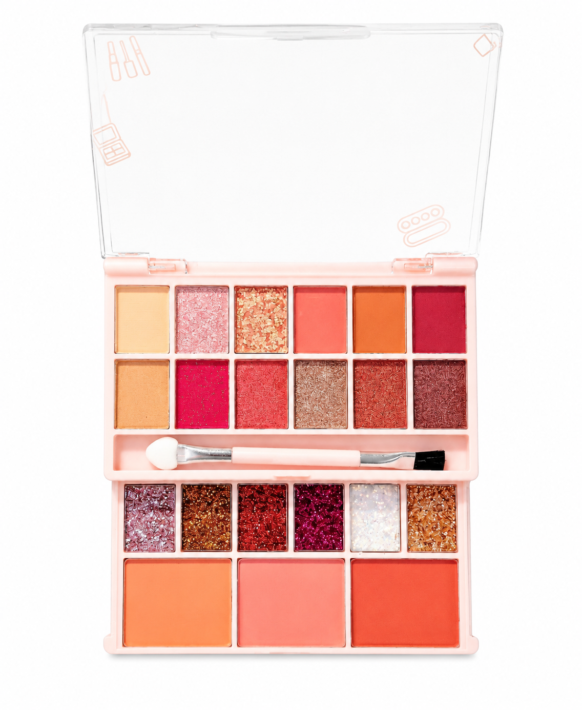 پالت آرایشی ۲۱ رنگ S.F.R Color مدل Exquisite (شامل سایه، رژگونه و گلیتر)