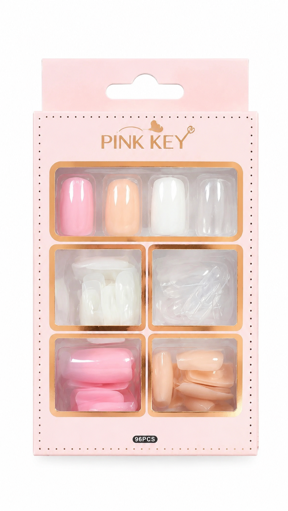 ناخن مصنوعی طرح‌دار PINK KEY مدل فروشگاهی با طراحی شیک و ظاهری طبیعی